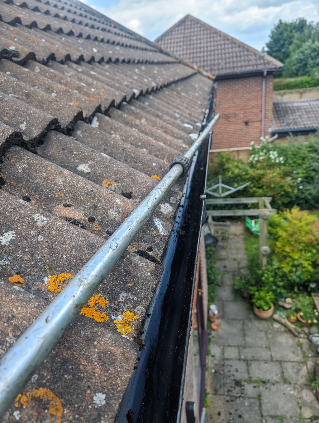 The Chinnor gutters after clearing, with the plants and debris removed